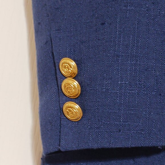 1980's Vintage Stefanie Powers Navy Blue Crested Blazer, Women's Size 6 - Picture 5 of 12